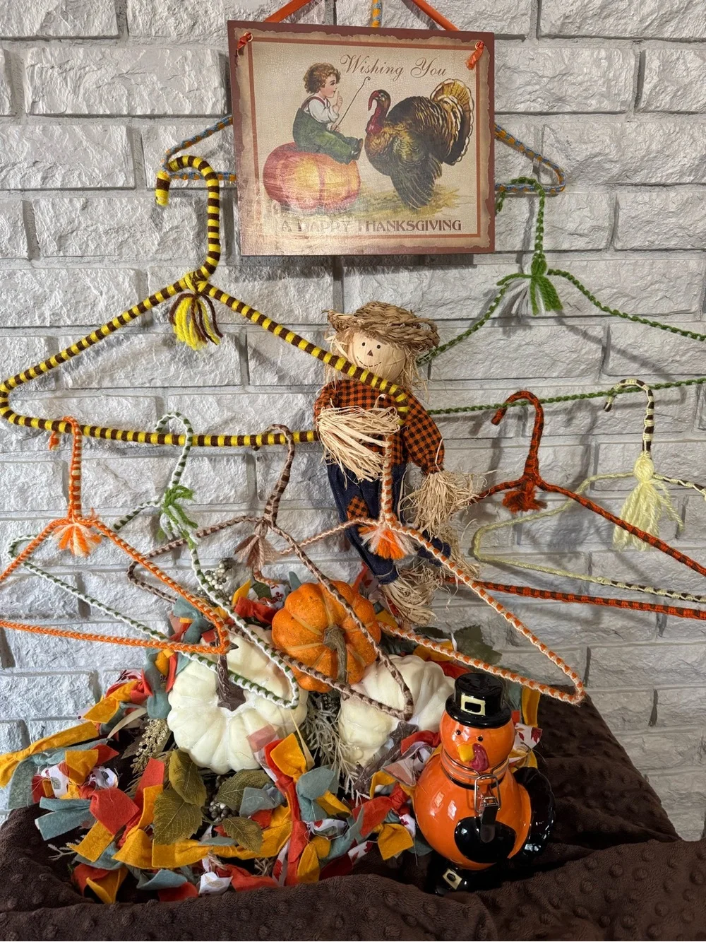 Handmade, crochet, covered hangers, Thanksgiving